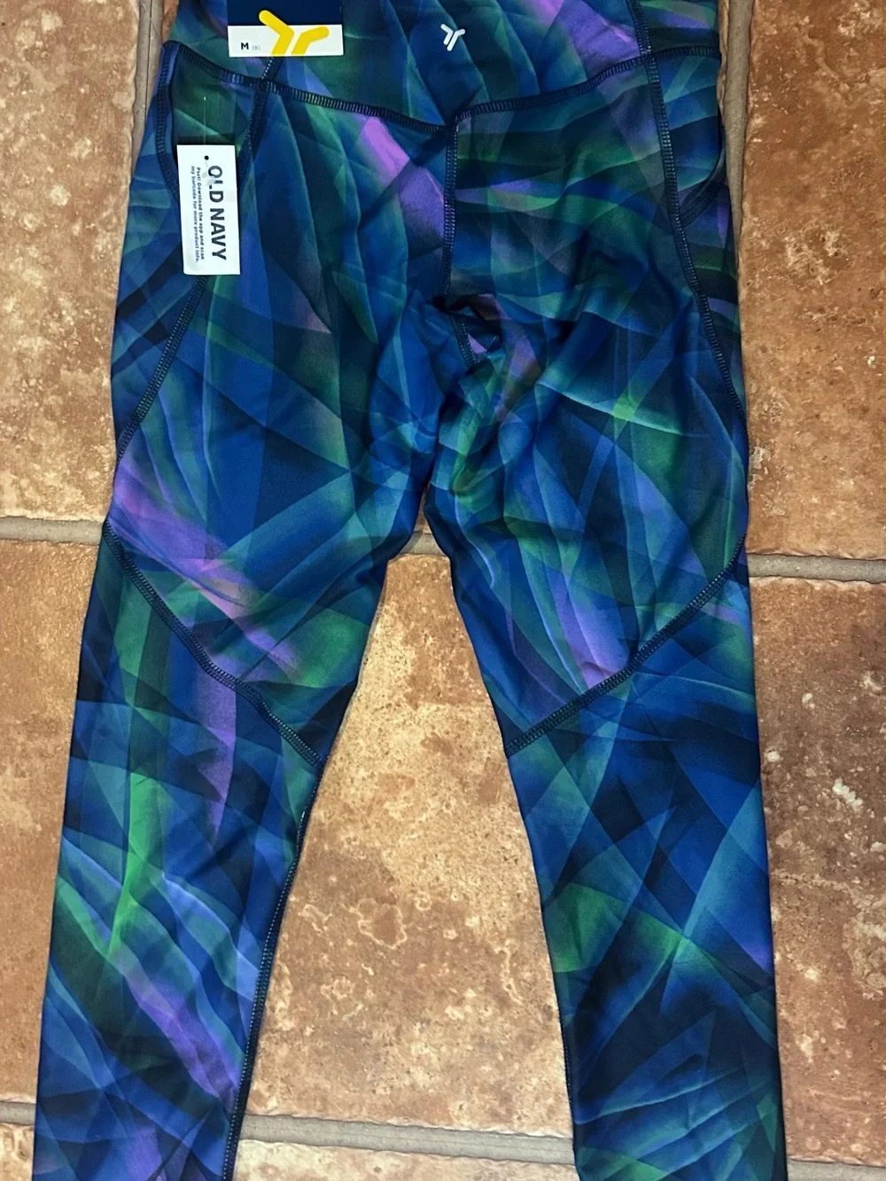 Old Navy Blue, Green & Purple Geometric Girls' Active Leggings